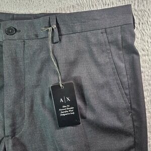 $260 NEW AX Armani Exchange Wool Pants Men 36‎  Slim Fit Unhemmed Charcoal Gray